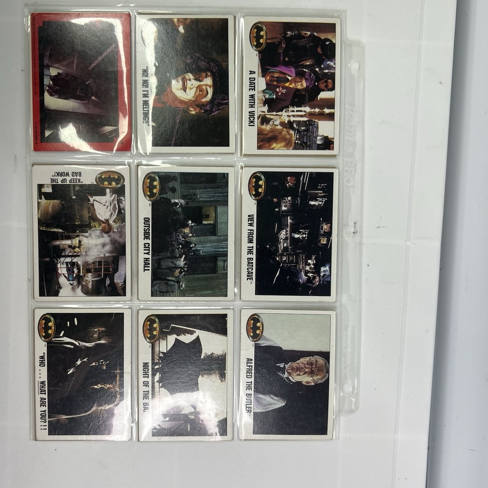 Lot of 9 Vintage 1989 Batman & Joker Trading Cards, DC Comics. Good Condition